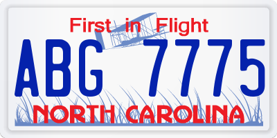 NC license plate ABG7775