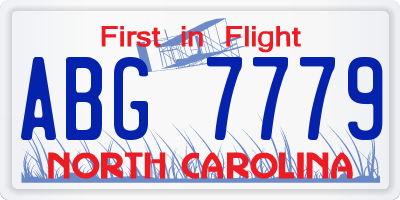 NC license plate ABG7779