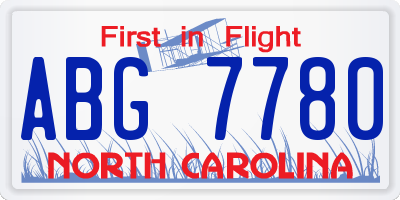 NC license plate ABG7780