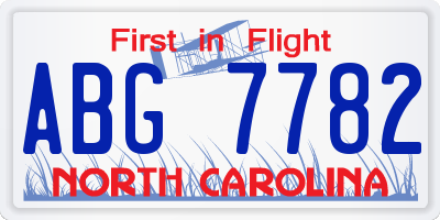 NC license plate ABG7782