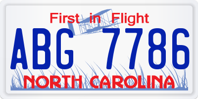 NC license plate ABG7786