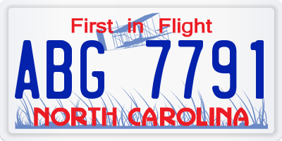 NC license plate ABG7791