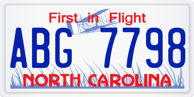 NC license plate ABG7798