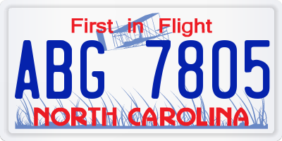 NC license plate ABG7805