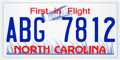 NC license plate ABG7812
