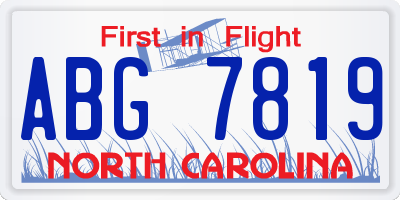NC license plate ABG7819