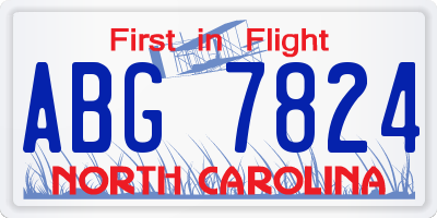 NC license plate ABG7824