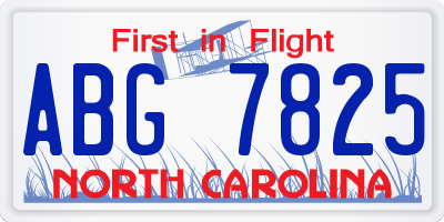 NC license plate ABG7825