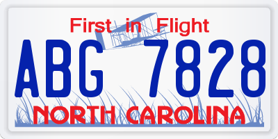 NC license plate ABG7828