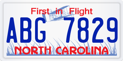 NC license plate ABG7829