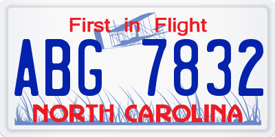 NC license plate ABG7832