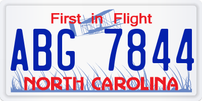 NC license plate ABG7844