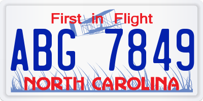 NC license plate ABG7849