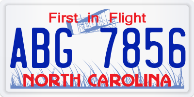 NC license plate ABG7856