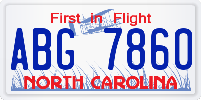 NC license plate ABG7860