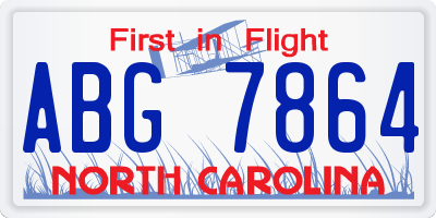 NC license plate ABG7864