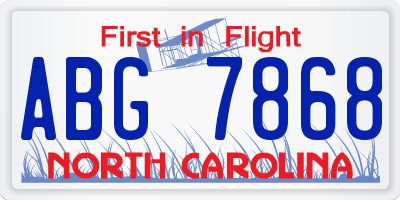NC license plate ABG7868