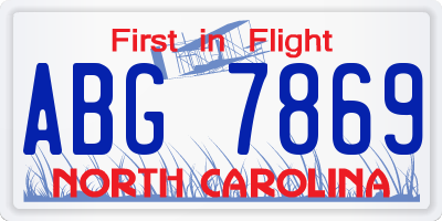 NC license plate ABG7869