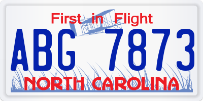 NC license plate ABG7873