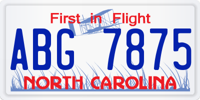 NC license plate ABG7875