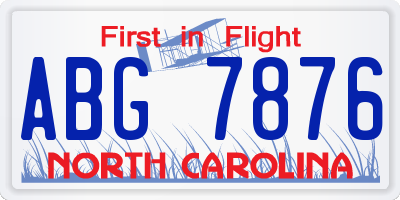 NC license plate ABG7876