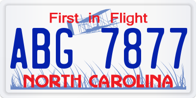 NC license plate ABG7877