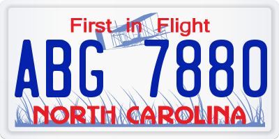 NC license plate ABG7880
