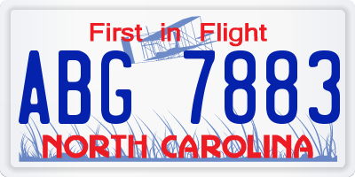 NC license plate ABG7883