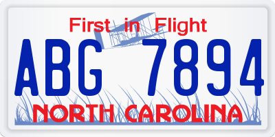 NC license plate ABG7894
