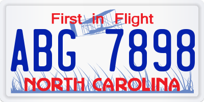 NC license plate ABG7898
