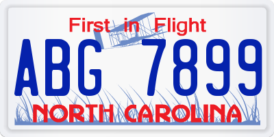 NC license plate ABG7899