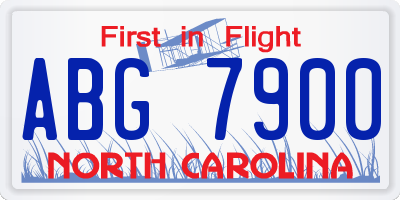 NC license plate ABG7900