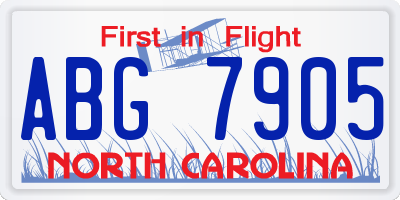 NC license plate ABG7905