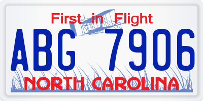 NC license plate ABG7906