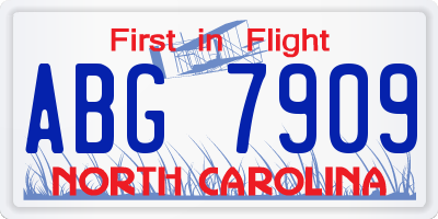 NC license plate ABG7909