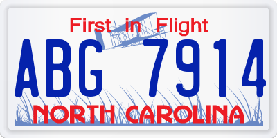 NC license plate ABG7914