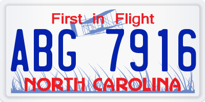 NC license plate ABG7916