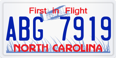 NC license plate ABG7919