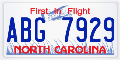 NC license plate ABG7929