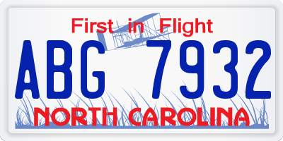 NC license plate ABG7932