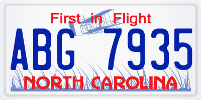 NC license plate ABG7935