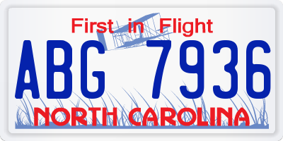 NC license plate ABG7936