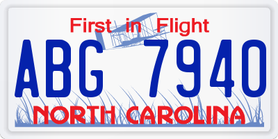 NC license plate ABG7940