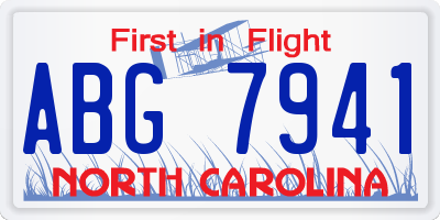 NC license plate ABG7941