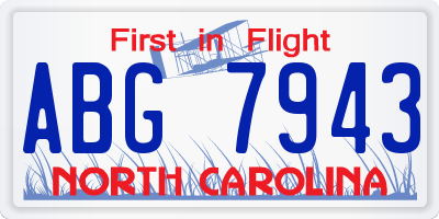 NC license plate ABG7943