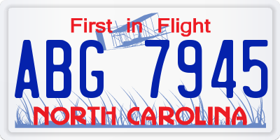 NC license plate ABG7945