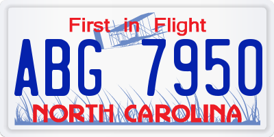 NC license plate ABG7950