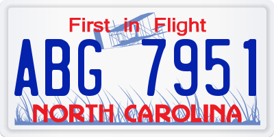 NC license plate ABG7951