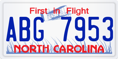 NC license plate ABG7953