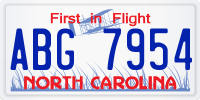 NC license plate ABG7954